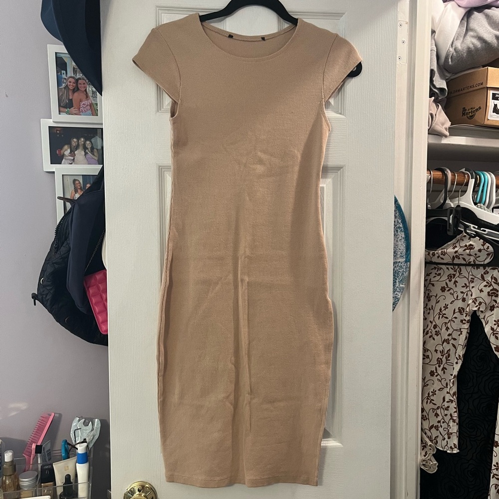 PRINCESS POLLY TAN MIDI DRESS WITH SLIT
